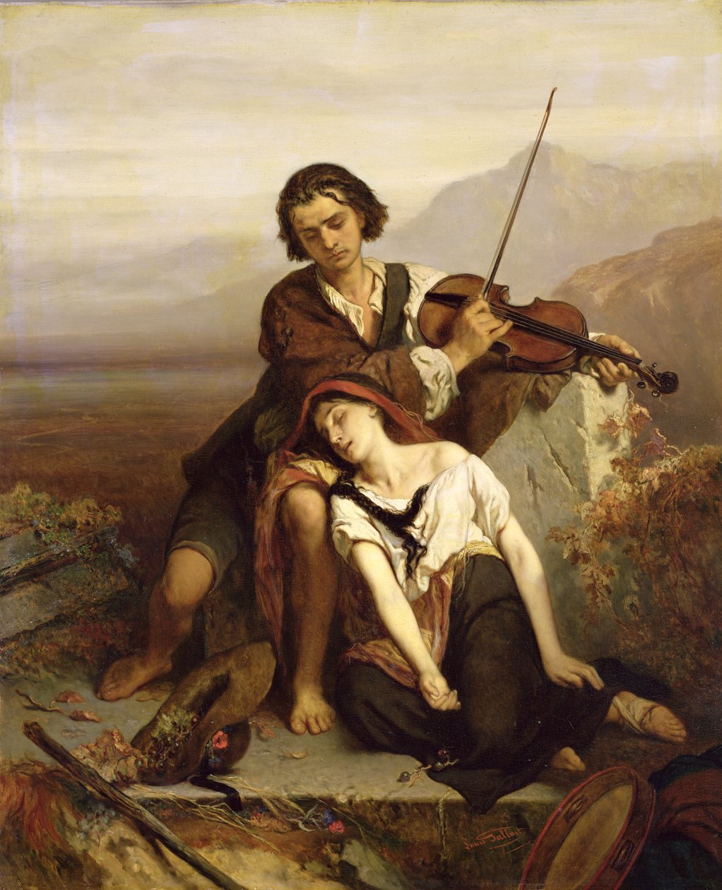Consuelo en el duelo, c.1852 de Louis Gallait
