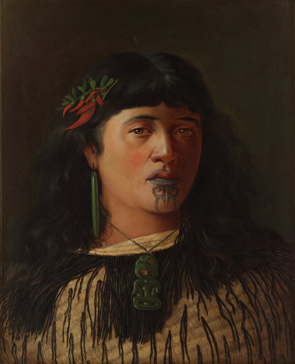 Retrato de una joven maorí con moko de Louis John Steele