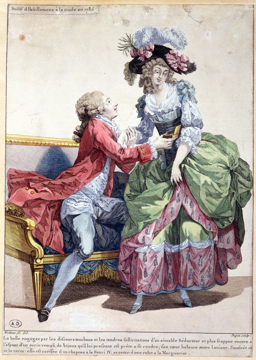 Placa de moda de 1785 de Francois Louis Joseph Watteau
