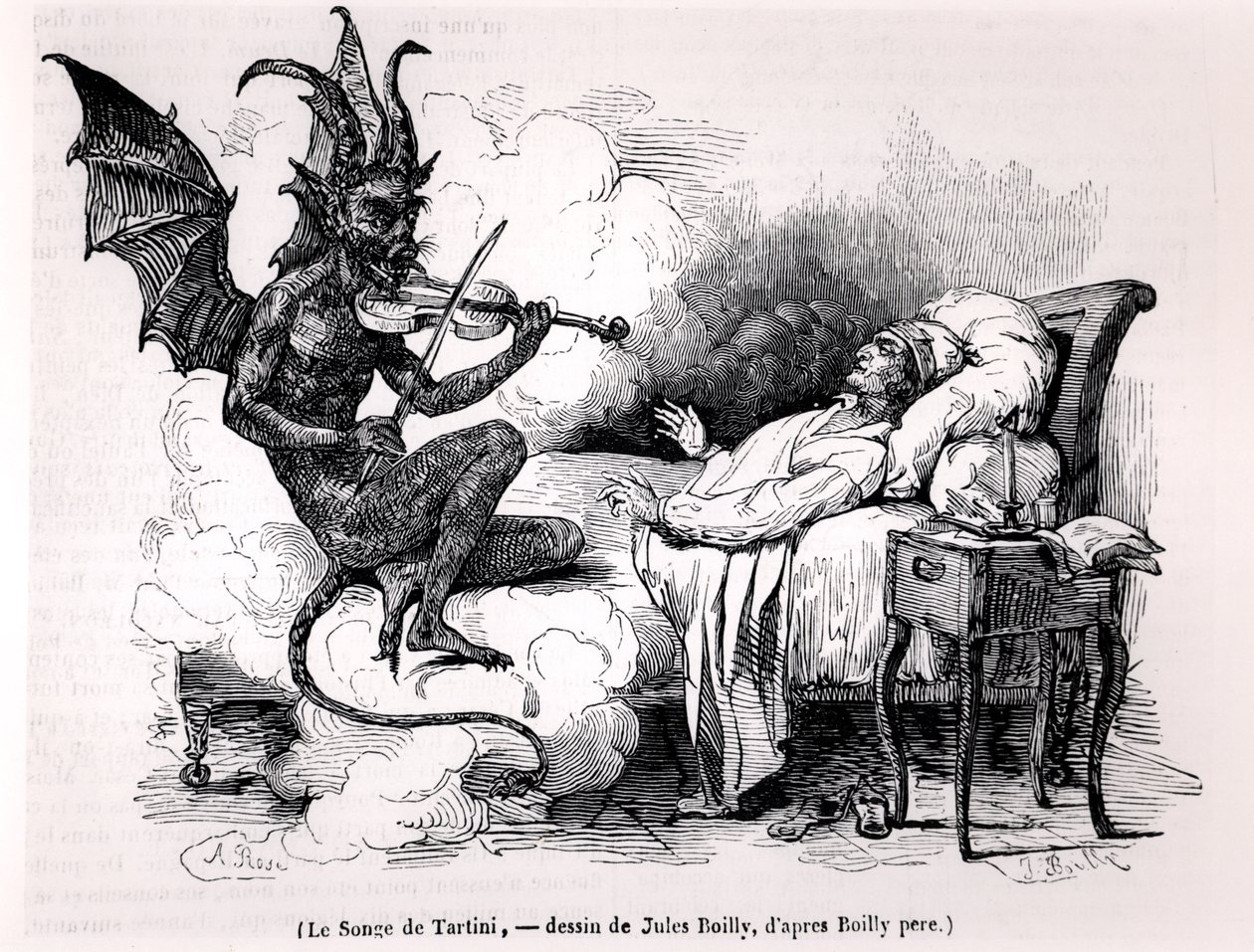 El sueño de Tartini, grabado por Julien Leopold Boilly, 1840 de Louis Leopold Boilly