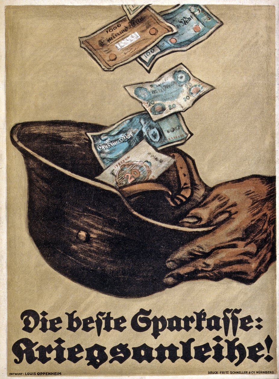 Póster de préstamo de guerra alemán de la WW1, Die beste Sparkasse: Kriegsanleihe!, c.1914-18 de Louis Oppenheim