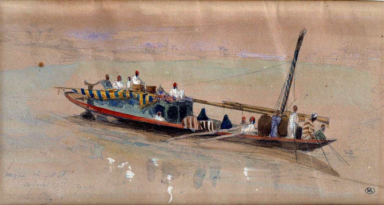 Barco en el Nilo de Louis Amable Crapelet