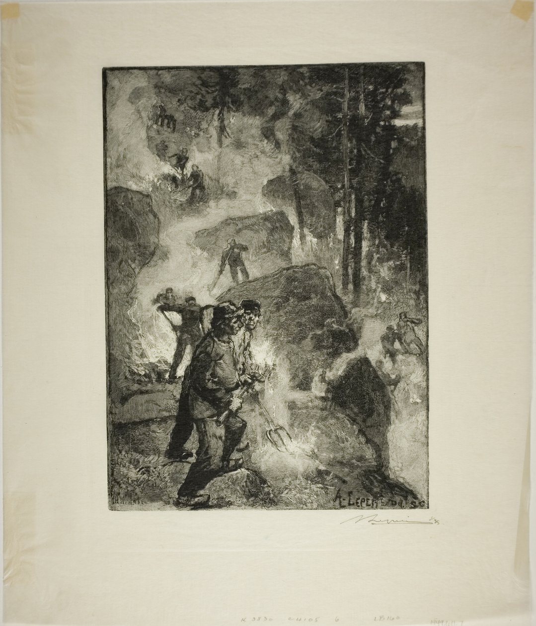 Quemadores de helechos en el bosque de Louis Auguste Lepère