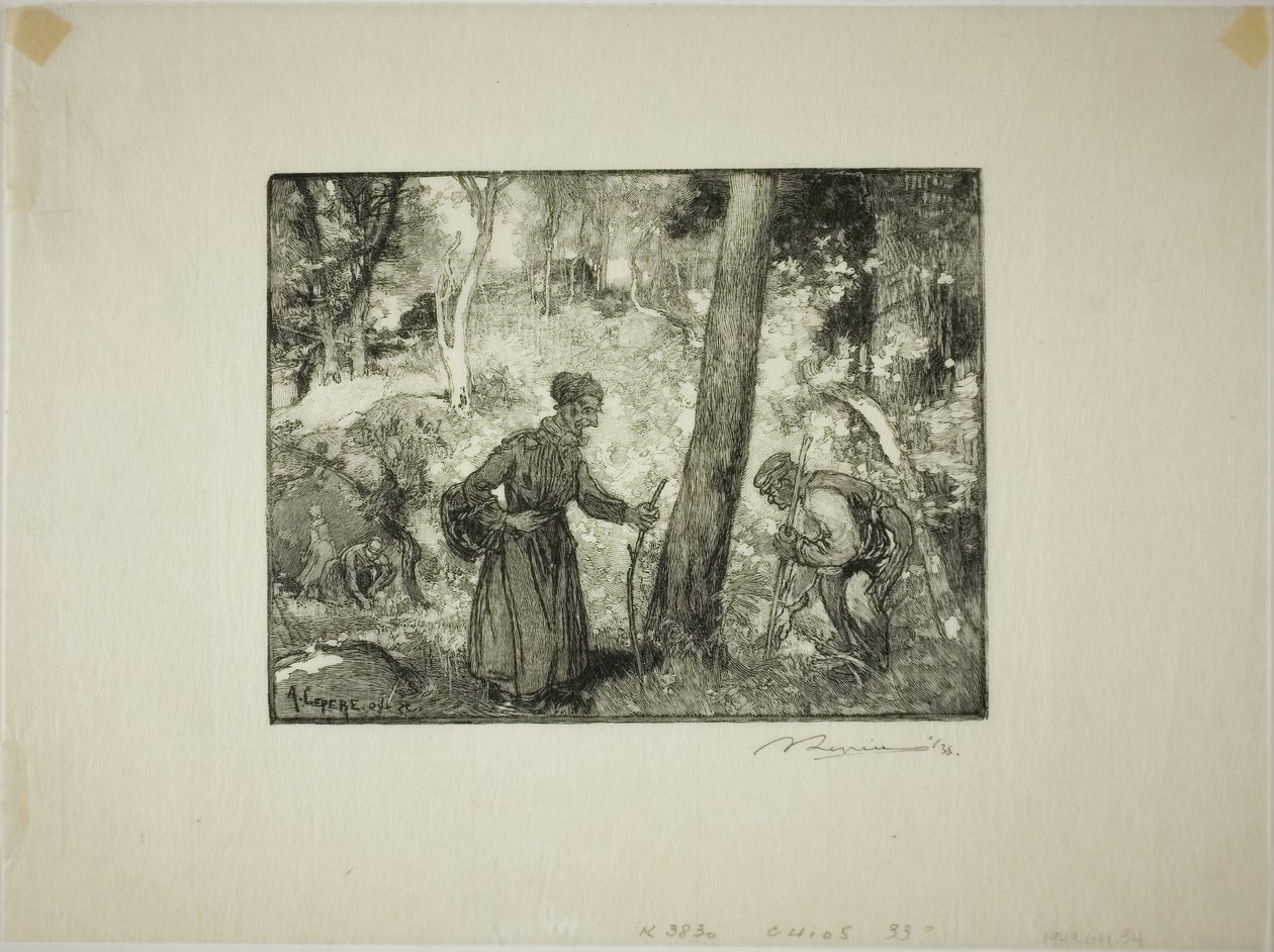 Cazadores de setas en el Rocher Bernard de Louis Auguste Lepère