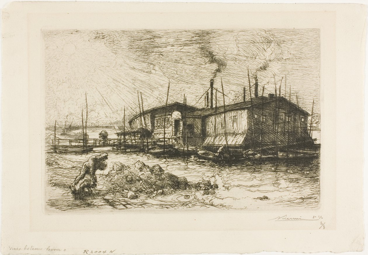 Antiguos barcos lavanderos en Grenelle de Louis Auguste Lepère