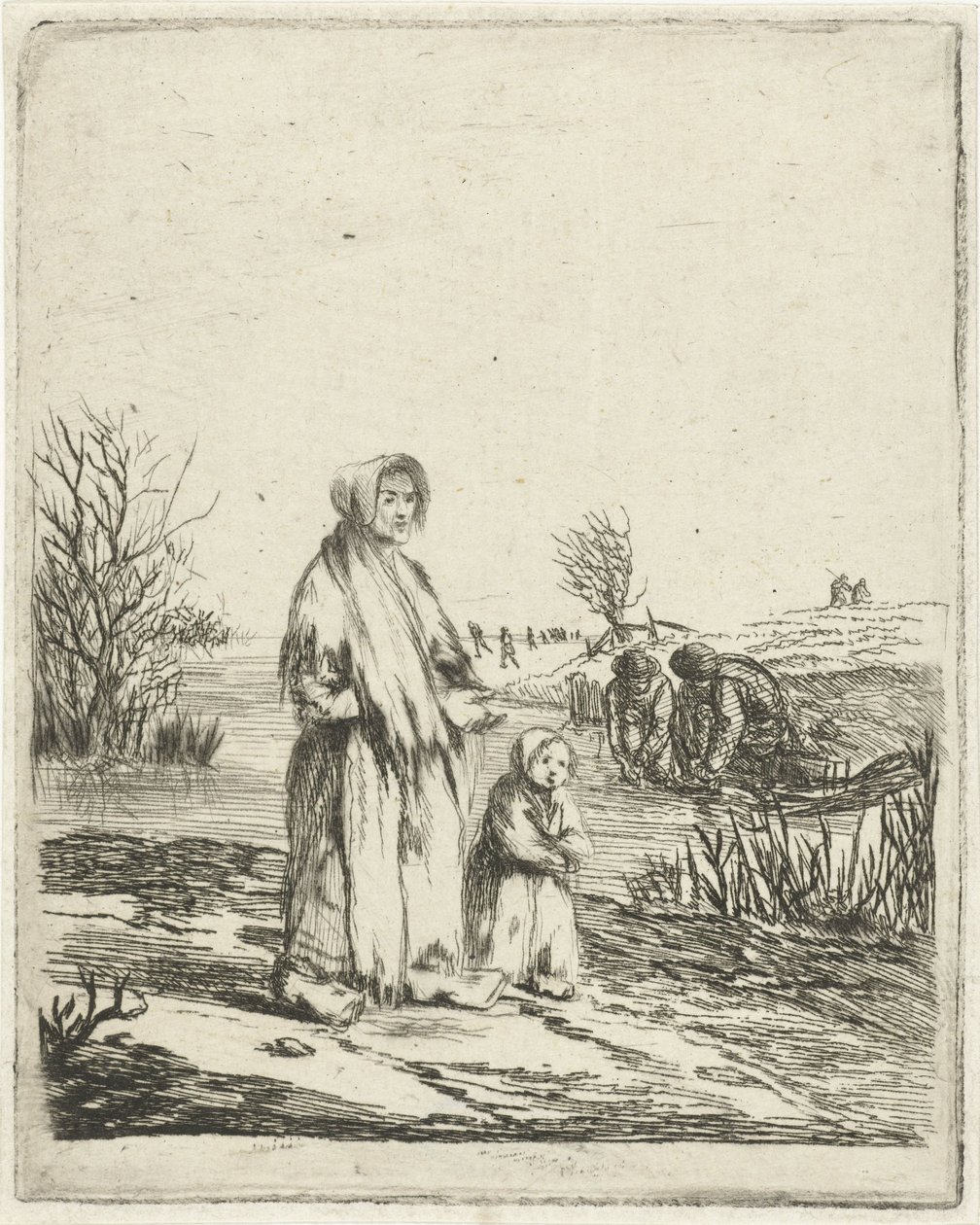 Mendigo con niño en una zanja de Louis Bernard Coclers