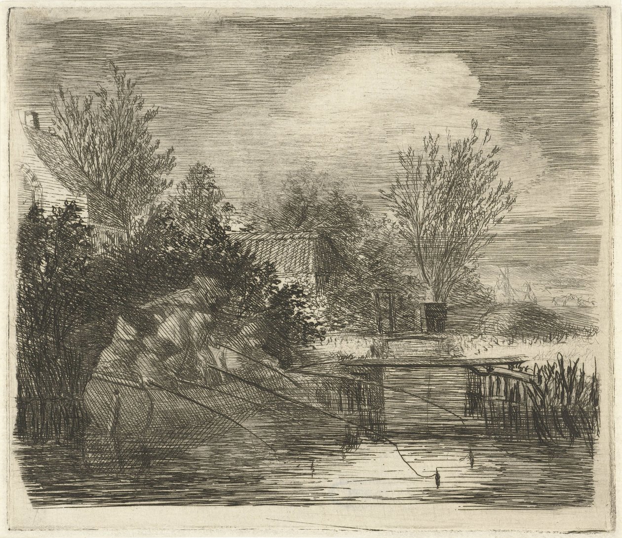 Pescadores junto a un río de Louis Bernard Coclers