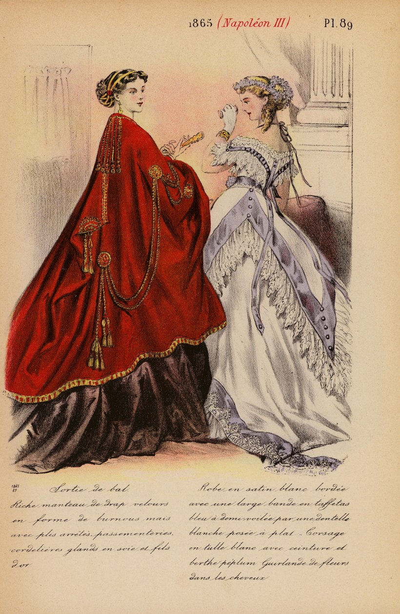 Moda francesa: 1865, Napoleón III (litografía en color) de Louis Colas