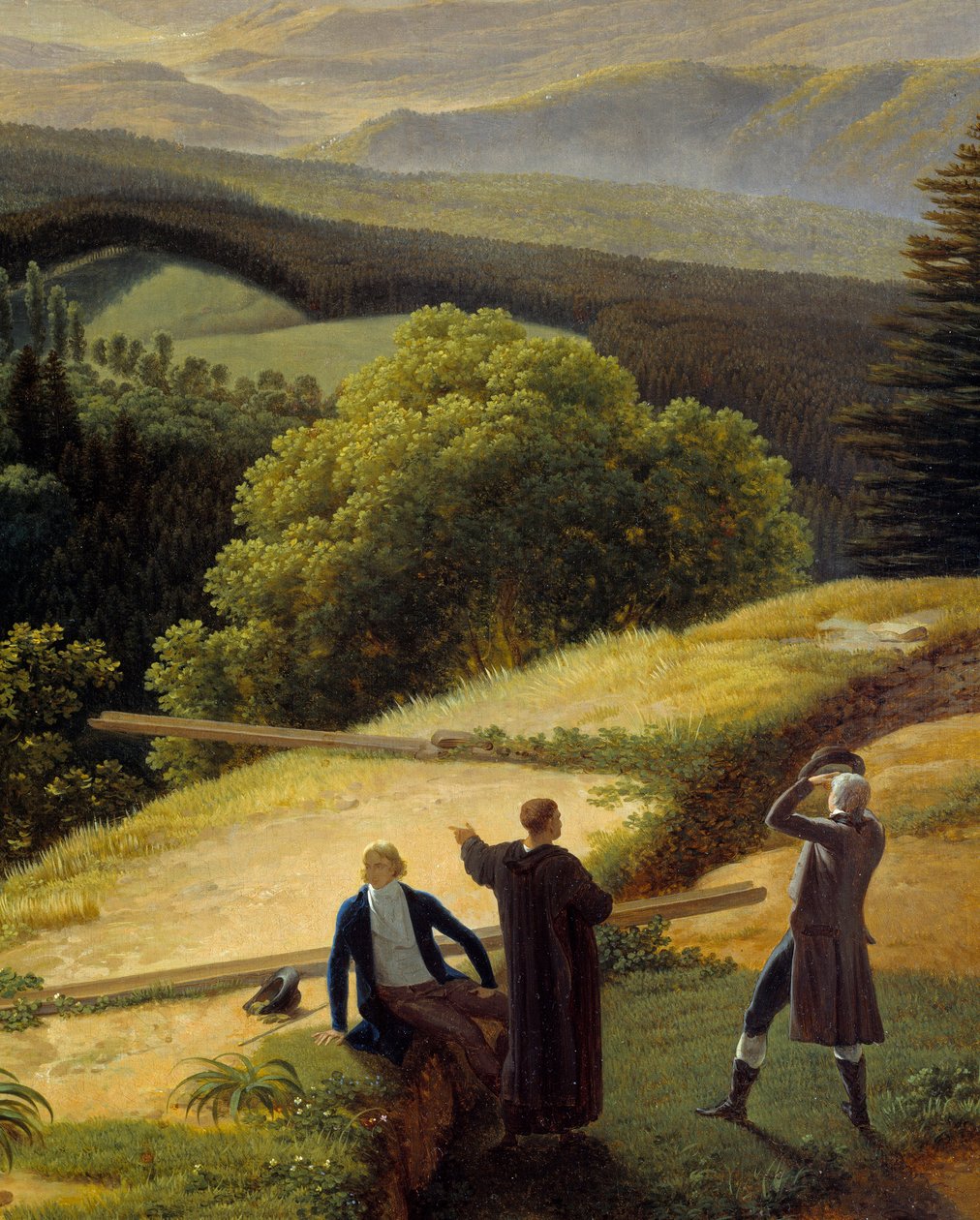 Tres viajeros en un paisaje de Louis Gauffier