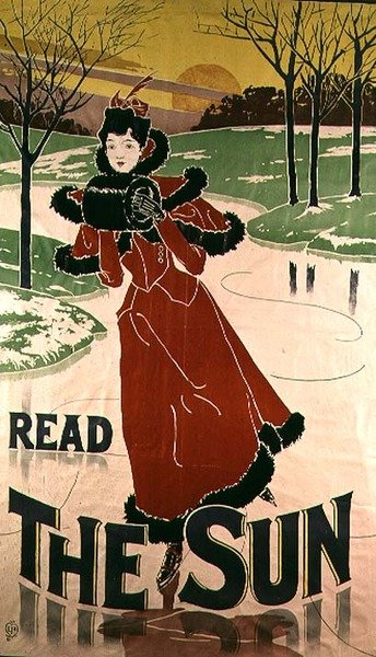 Póster Publicitario del Periódico "The Sun", 1897 de Louis John Rhead