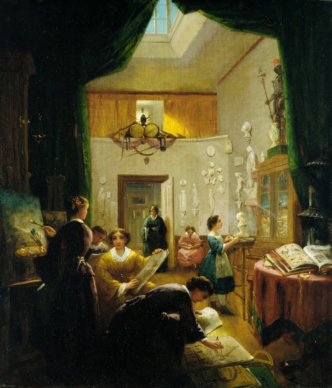 Clase de Arte para Mujeres, ca. 1868 de Louis Lang
