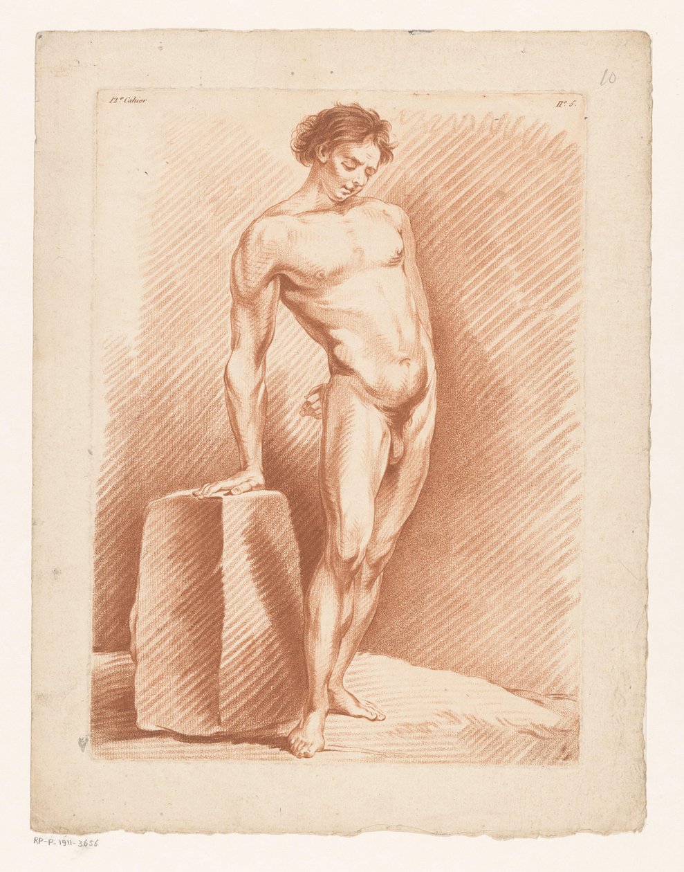 Hombre desnudo junto a un bloque de Louis Marin Bonnet (possibly)