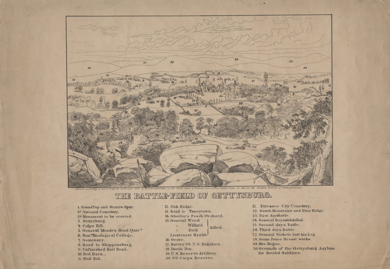 El campo de batalla de Gettysburg, c.1867 de Louis N. Rosenthal