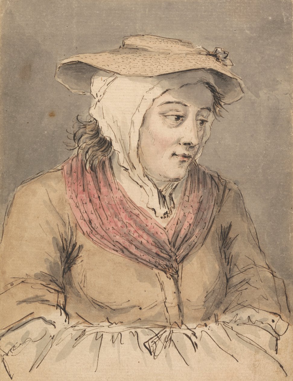 Una pescadora, con las manos bajo el delantal de Louis Philippe Boitard