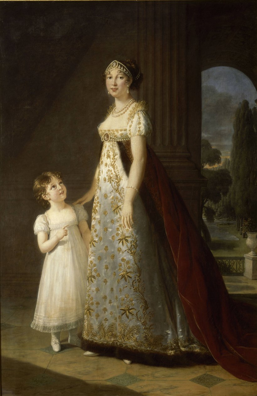 Marie-Annuciade-Caroline Bonaparte, reina de Nápoles, con su hija Laetitia-Joséphine Murat de Louise Élisabeth Vigée  Le Brun