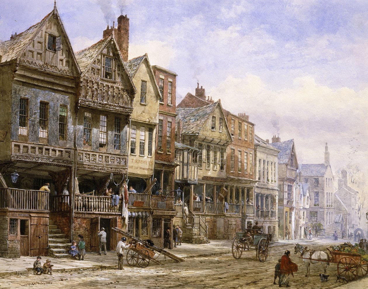 Calle Watergate, Chester, Mirando al Oeste de Louise Ingram Rayner