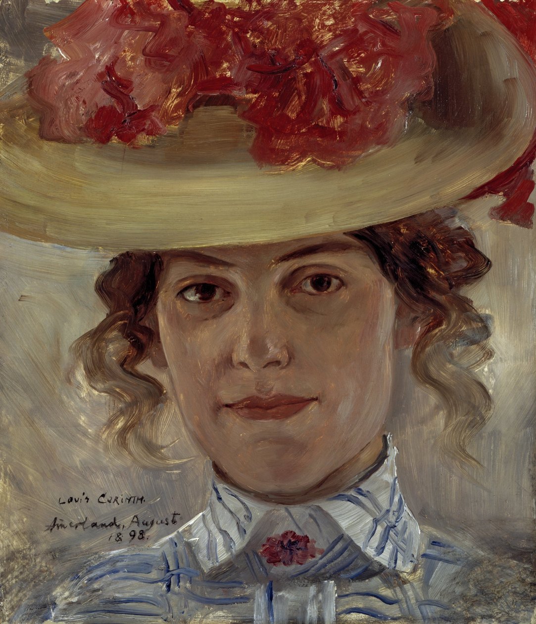 Sra. Halbe con sombrero de paja de Lovis Corinth