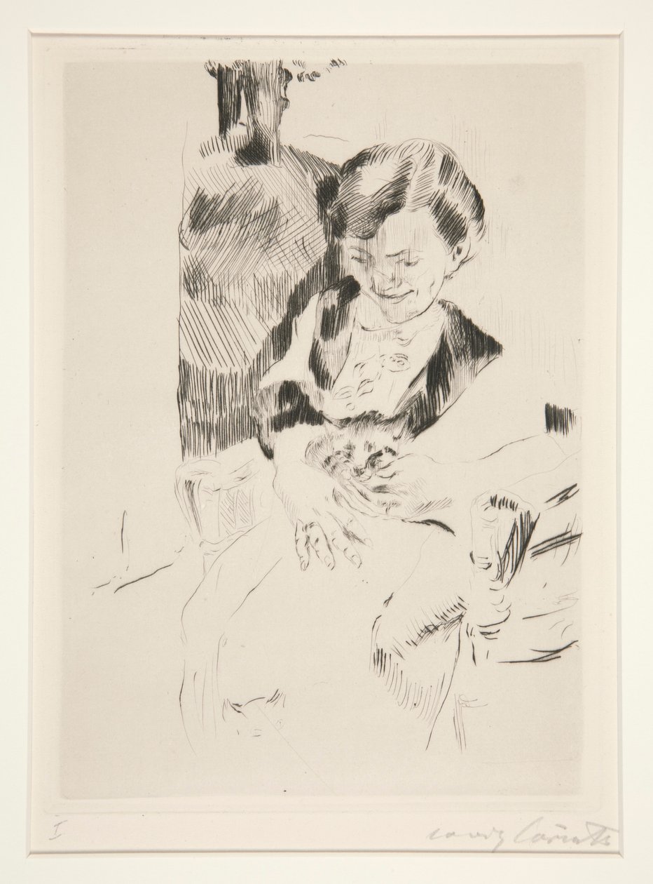 mujer con un gatito de Lovis Corinth