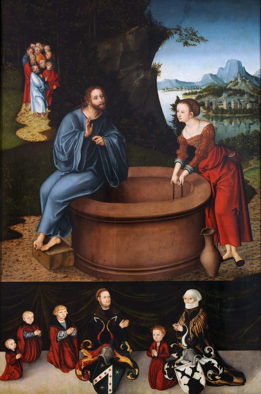 Cristo y la Samaritana de Lucas Cranach the Elder