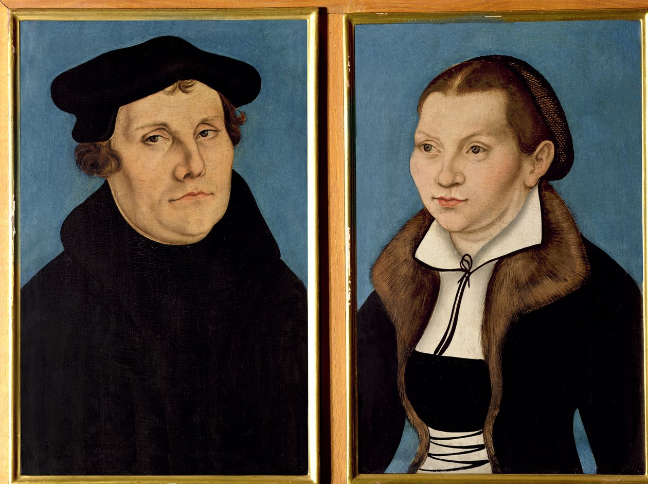 Doble retrato de Martín Lutero y Katherin von Bora, 1529 de Lucas Cranach the Elder