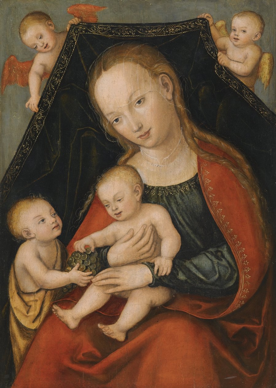 Madonna con el Niño Jesús, Juan el Bautista y dos ángeles de Lucas Cranach the Elder