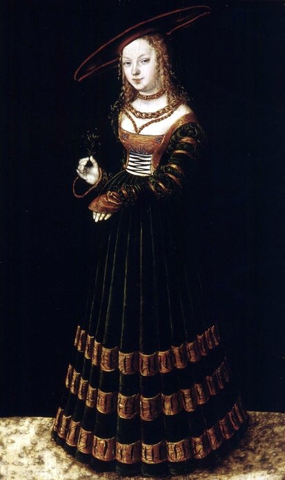 Retrato de una niña con nomeolvides de Lucas Cranach the Elder