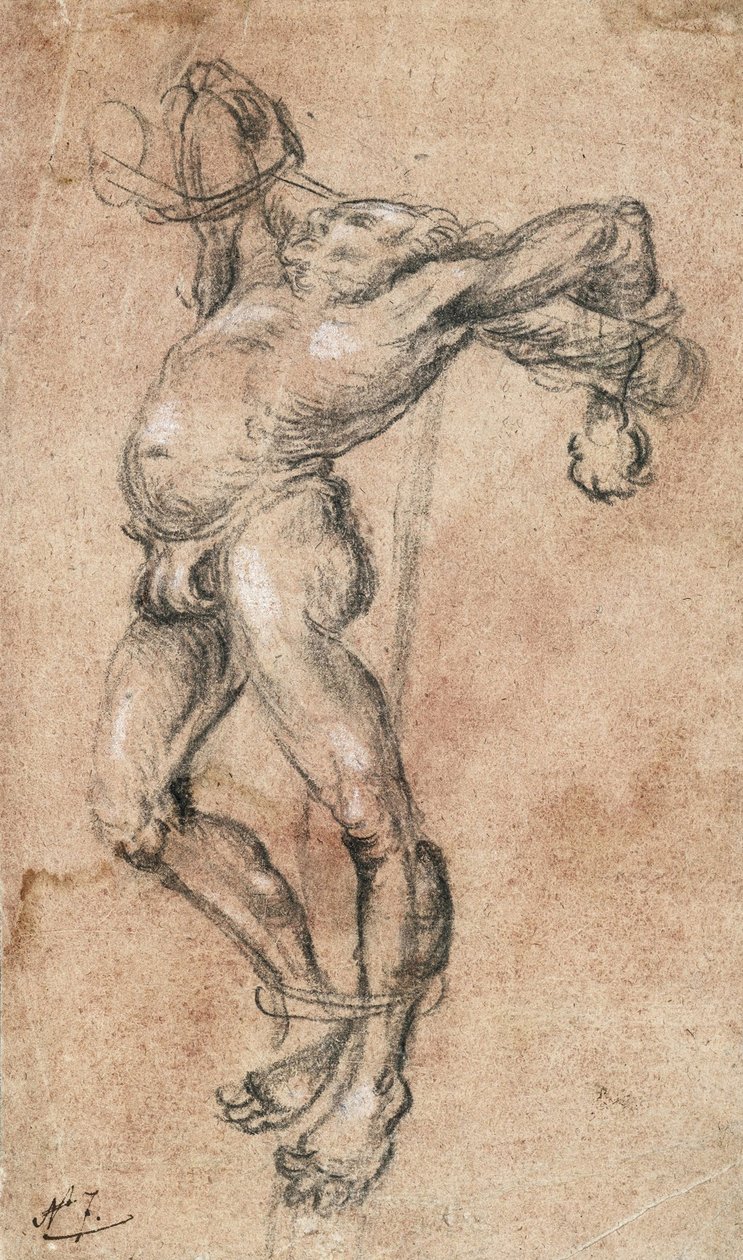 Ladrón en la cruz, mirando a la izquierda de Lucas Cranach the Elder
