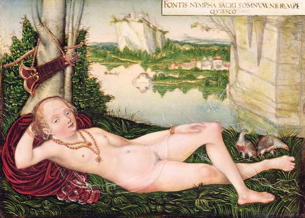 Náyade descansando de Lucas the Younger studio of Cranach