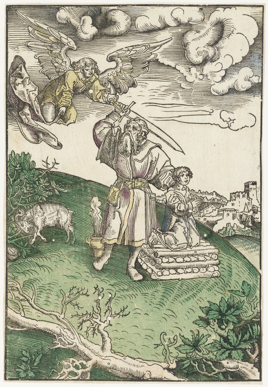 Abraham sacrifica a su hijo Isaac de Lucas Cranach