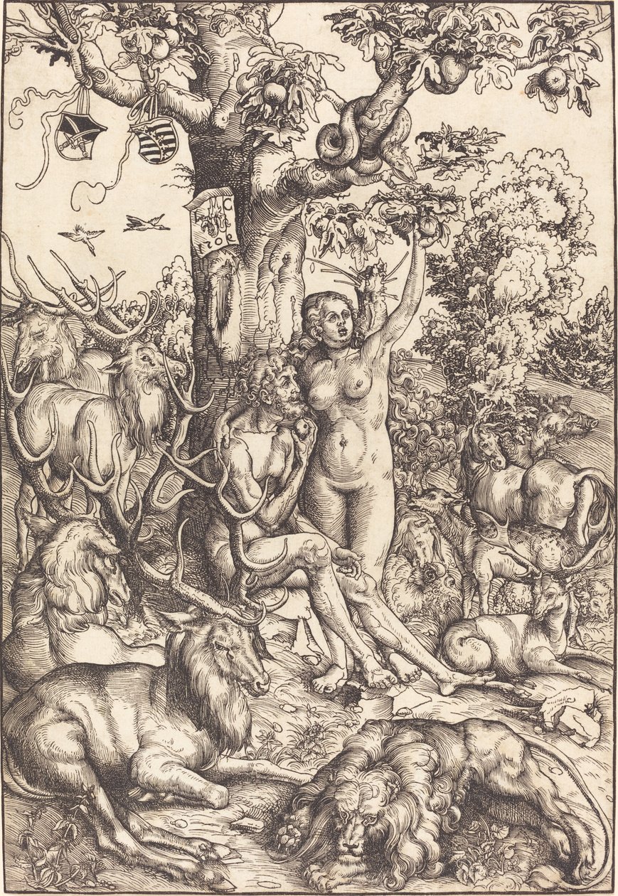 Adán y Eva en el Paraíso de Lucas Cranach the Elder