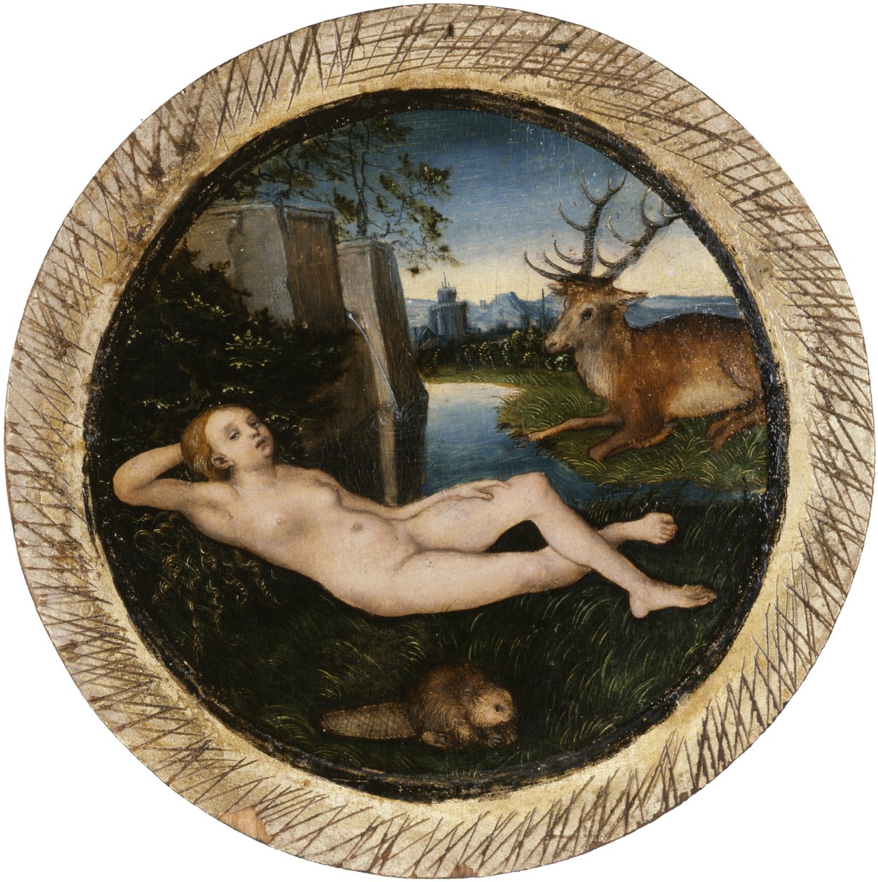 Alemán: Ninfa muelle en reposo Ninfa reclinada de Lucas Cranach the Elder