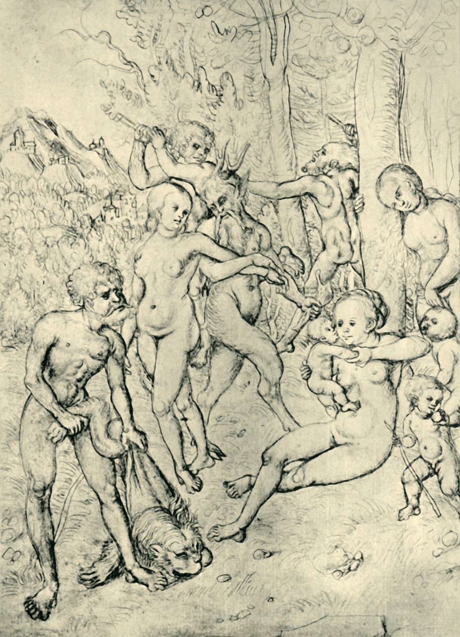 Sátiros y ninfas, 1520-1530, 1943 de Lucas Cranach the Elder