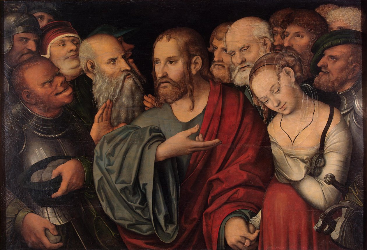 Cristo y la adúltera de Lucas Cranach the Younger