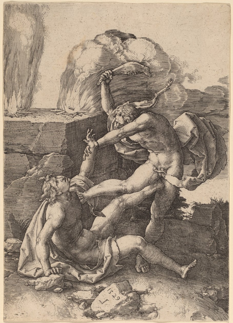 Caín matando a Abel de Lucas van Leyden