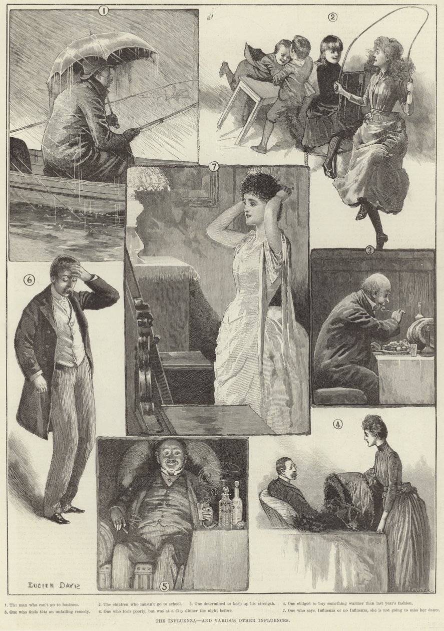 La gripe (grabado) de Lucien Davis
