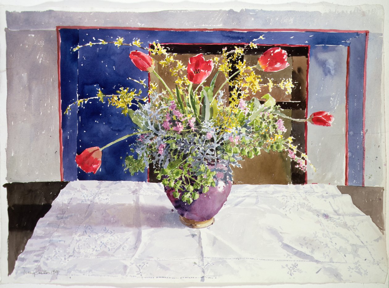 Flores de primavera en un jarrón de Lucy Willis