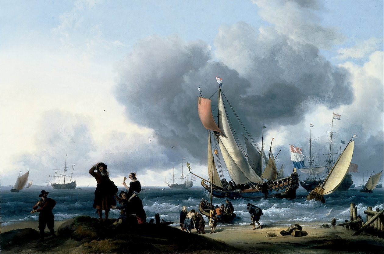 Holandés embarcando en un yate de Ludolf Backhuysen