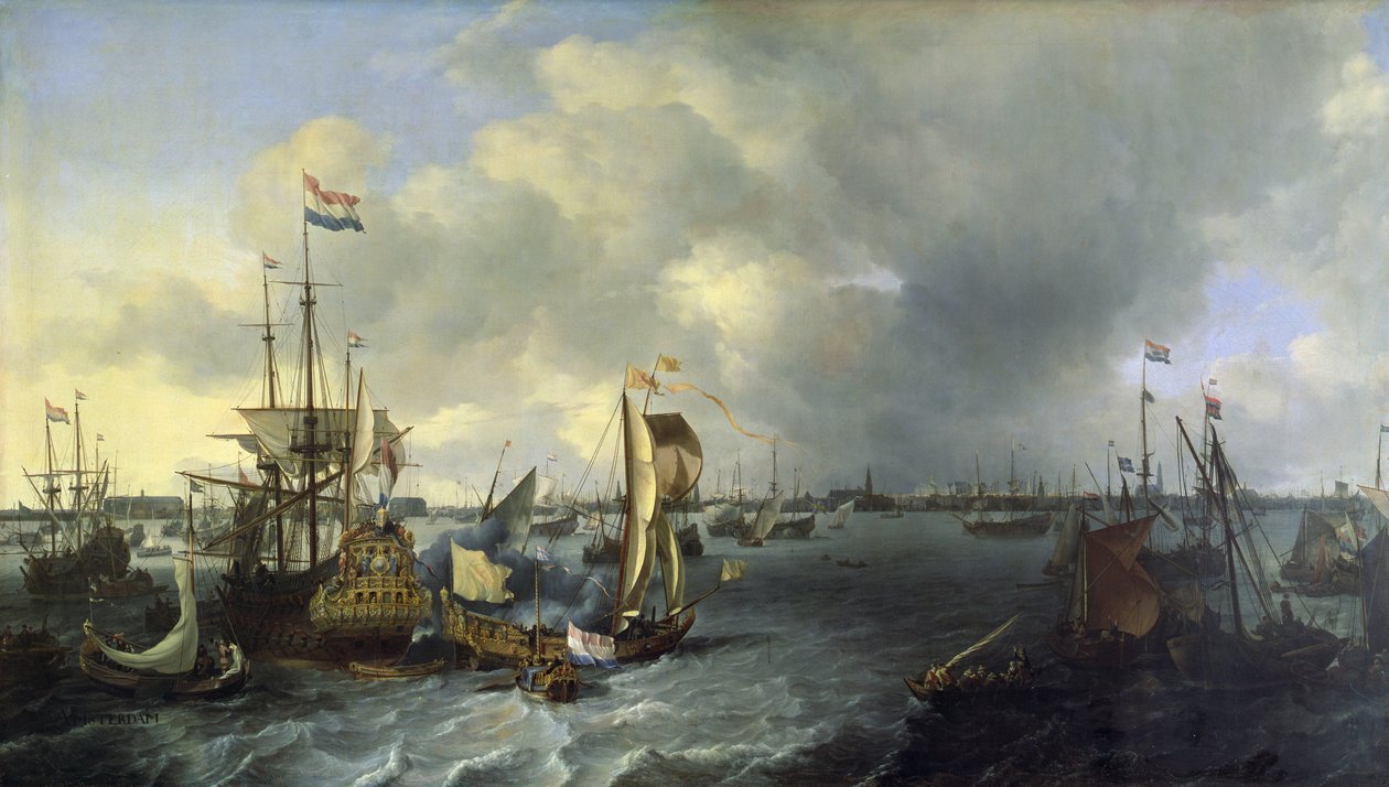 El puerto de Ámsterdam, vista del Ij, 1666 de Ludolf Backhuysen