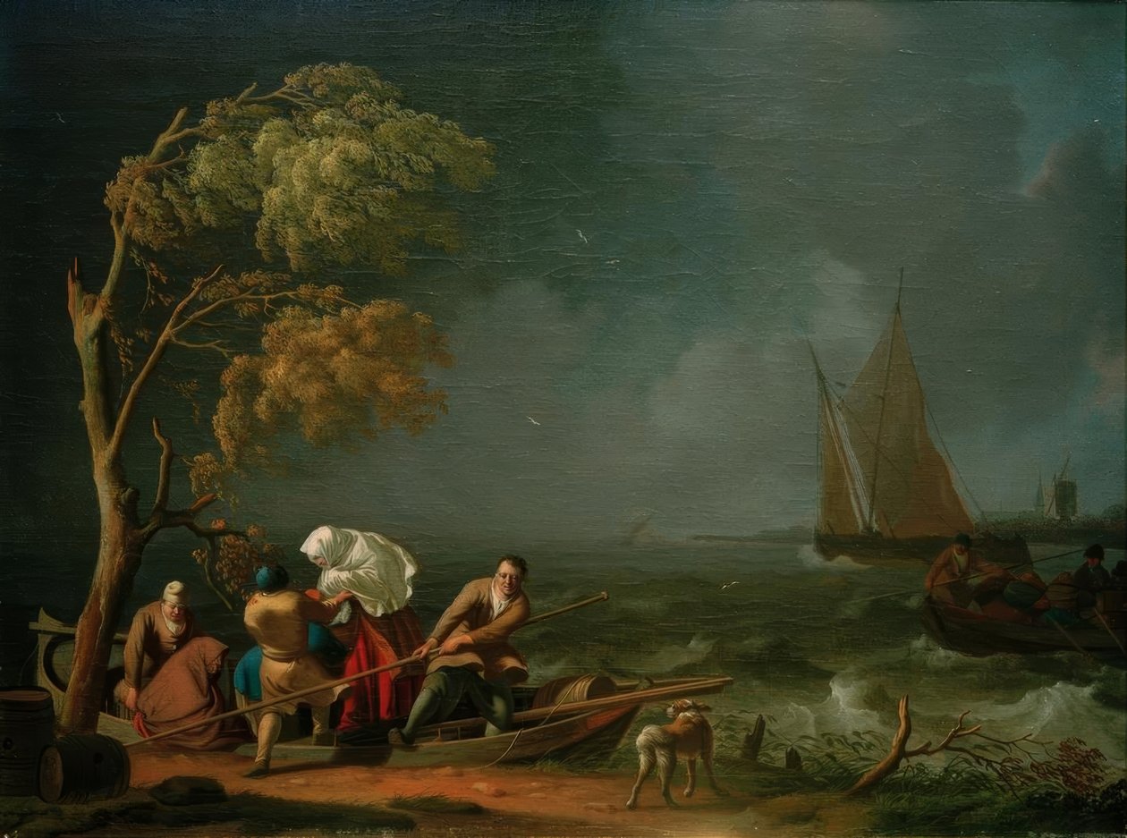 El ferry en la tormenta de Ludolf Backhuysen