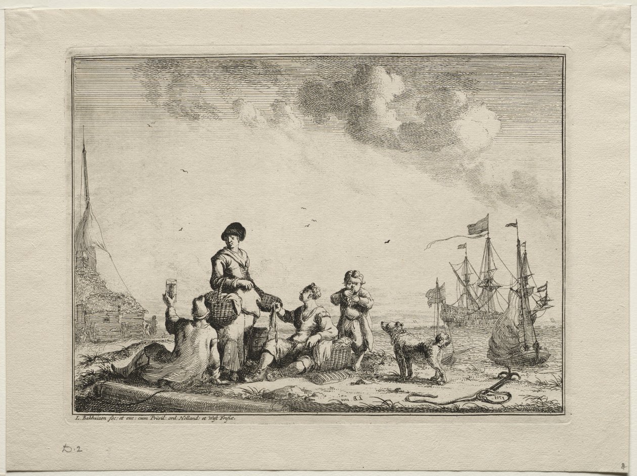 Vendedor de pescado, 1701 de Ludolf Backhuysen