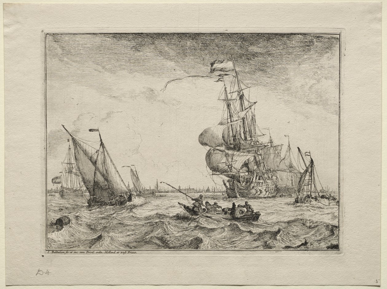 Barcos a Toda Vela, 1701 de Ludolf Backhuysen