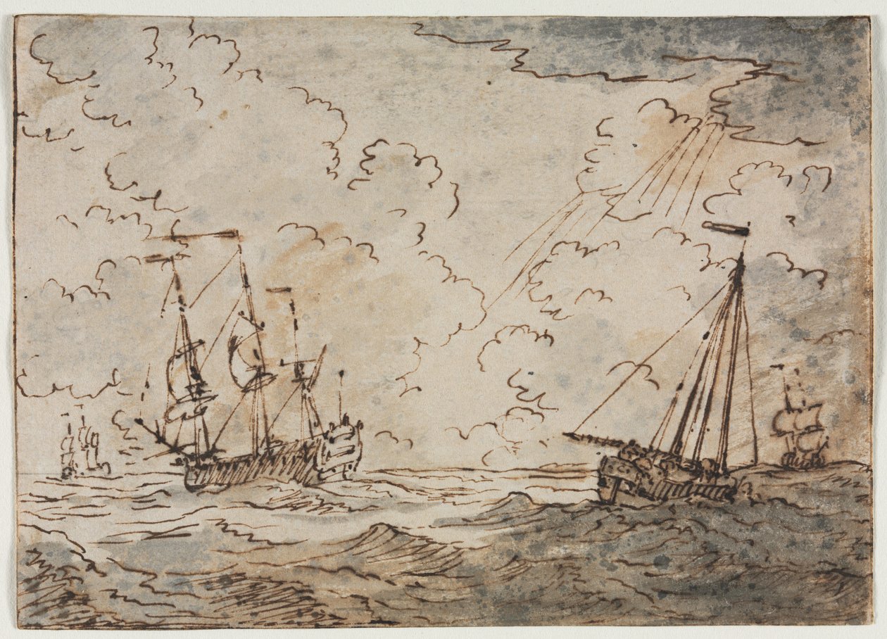 Barcos en el mar, siglo XVII de Ludolf Backhuysen