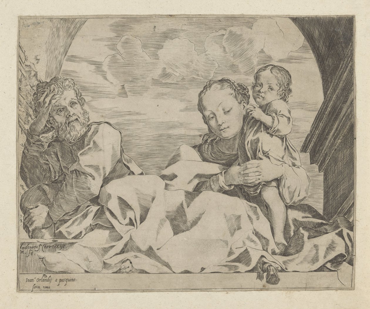 Sagrada Familia bajo un arco de Ludovico Carracci