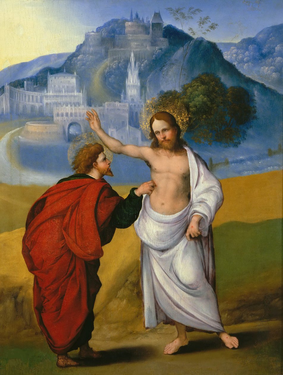 La incredulidad de Santo Tomás, ca 1521 de Ludovico Mazzolino