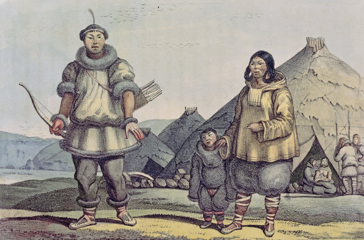 Pueblo Chukchi y sus hogares, de 
