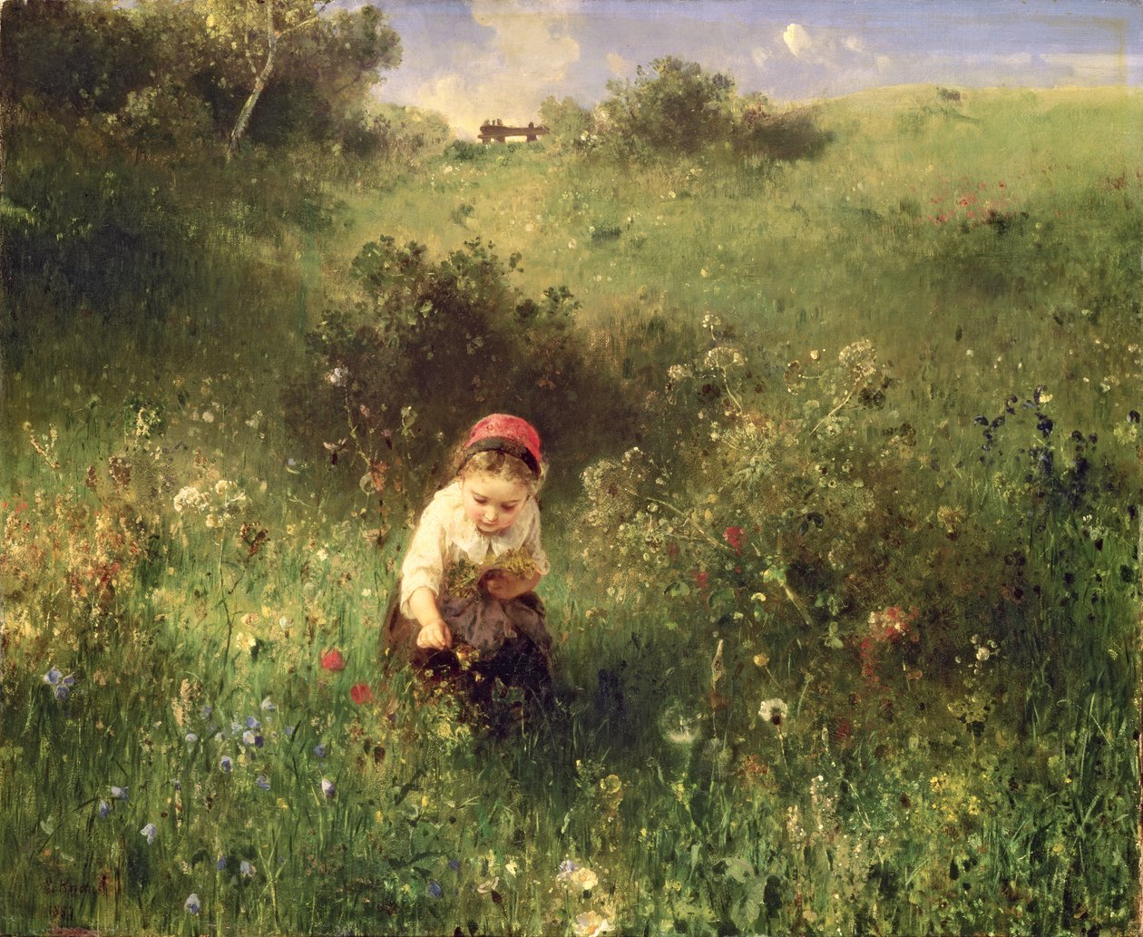 Una Joven en un Campo de Ludwig Knaus