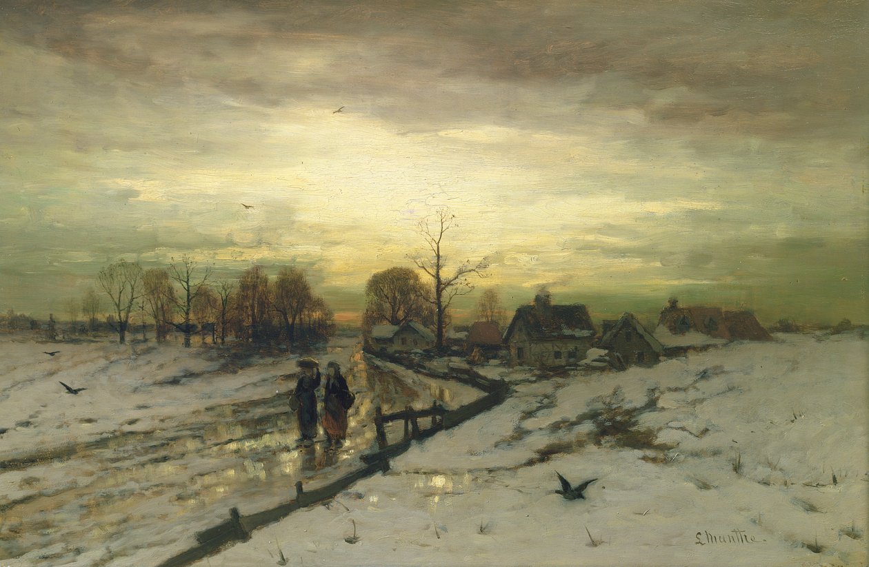 Escena de nieve: atardecer, siglo XIX de Ludwig Munthe