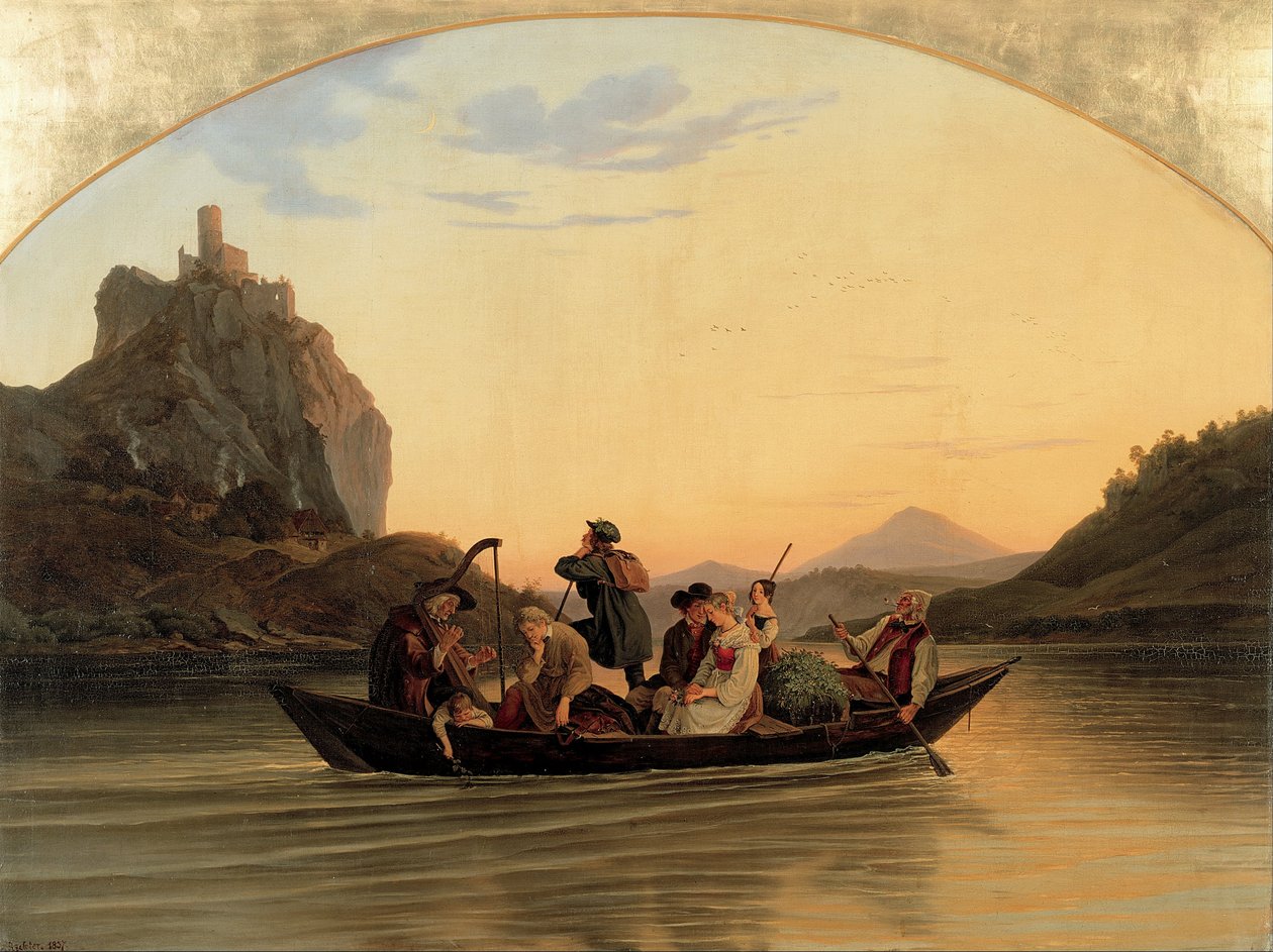 Cruce en Schreckenstein, 1837 de Ludwig Adrian Richter
