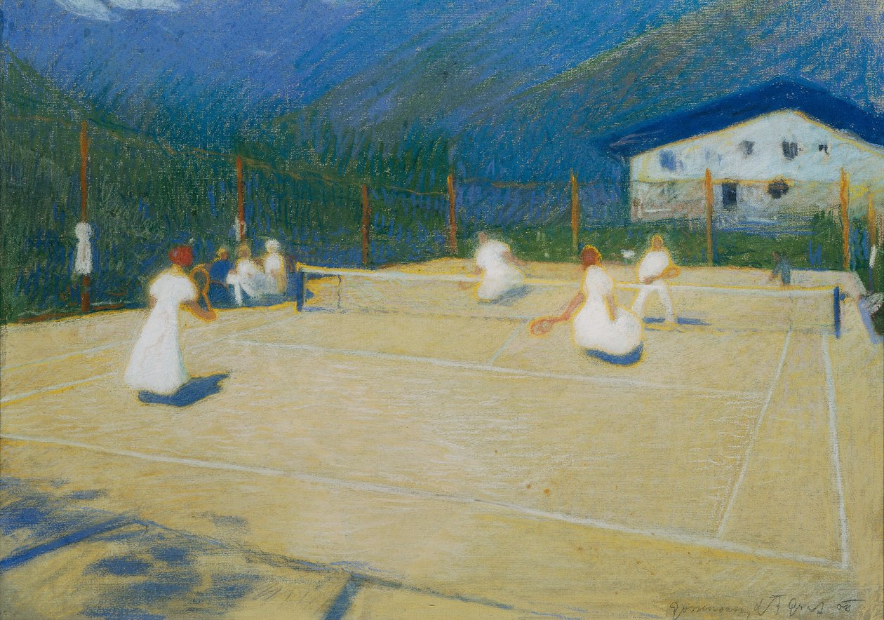 Cancha de tenis en Gossensass, 1908 de Ludwig Ferdinand Graf