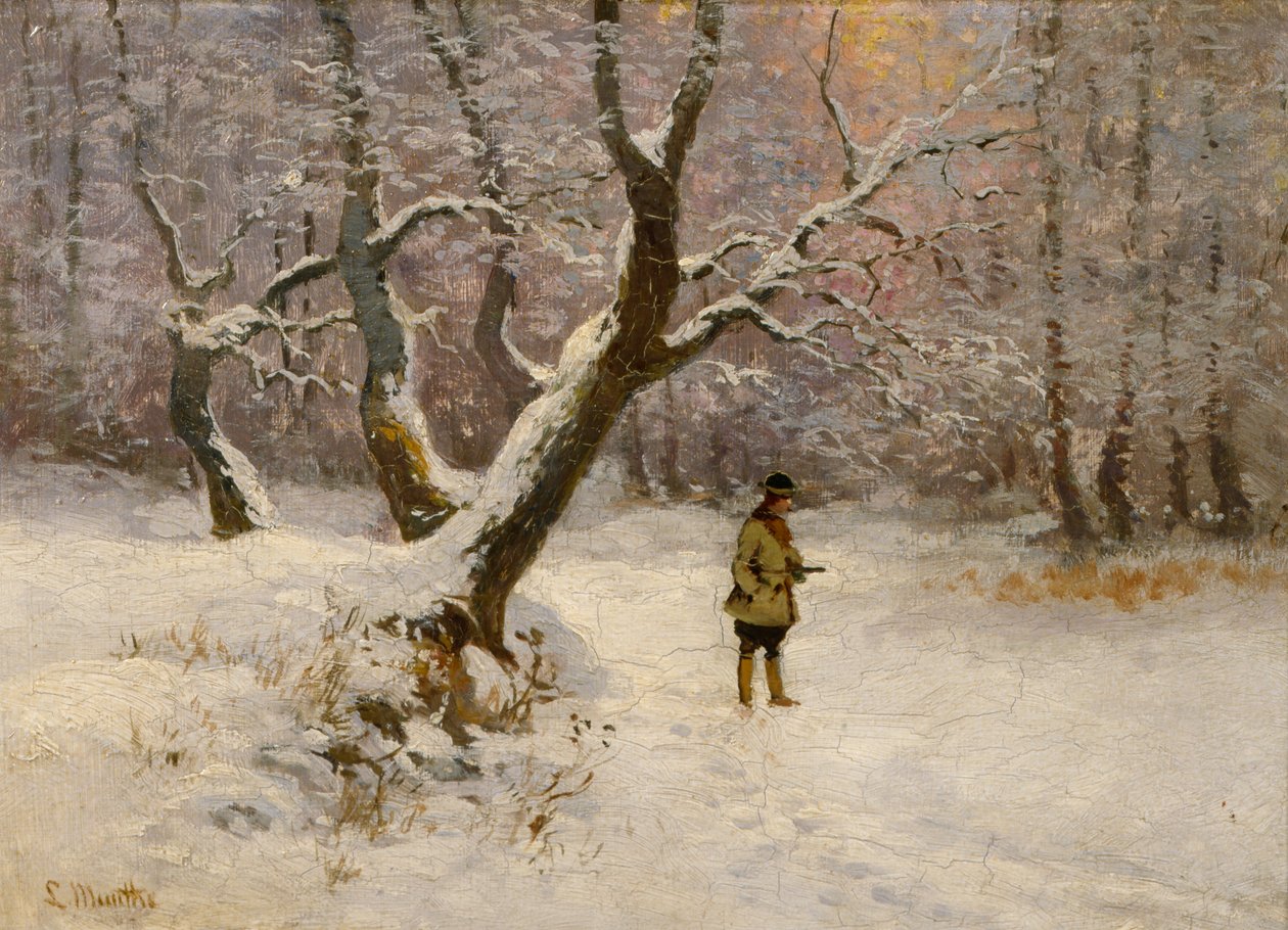 Paisaje invernal con cazadora de Ludwig Munthe